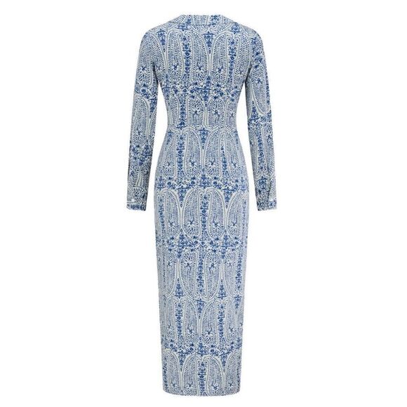 CIDER Chiffon Collar Floral Maxi Dress Sz 6 - Picture 5 of 9